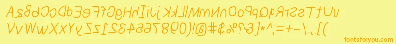 Numbbunnyrevita-Schriftart – Orangefarbene Schriften auf gelbem Hintergrund