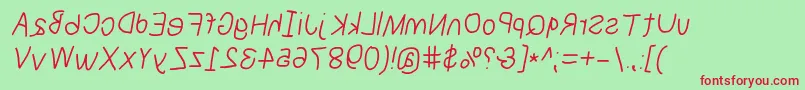 Fonte Numbbunnyrevita – fontes vermelhas em um fundo verde