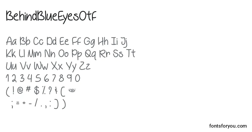 BehindBlueEyesOtf Font – alphabet, numbers, special characters