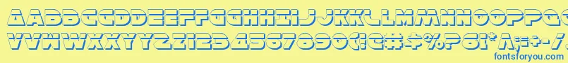 HanSoloShadowLaser-Schriftart – Blaue Schriften auf gelbem Hintergrund