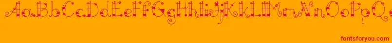 Miroh-Schriftart – Rote Schriften auf orangefarbenem Hintergrund