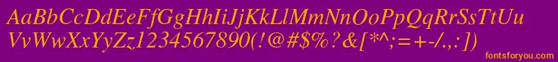 TimesItalic Font – Orange Fonts on Purple Background