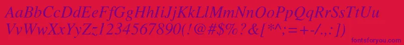TimesItalic Font – Purple Fonts on Red Background