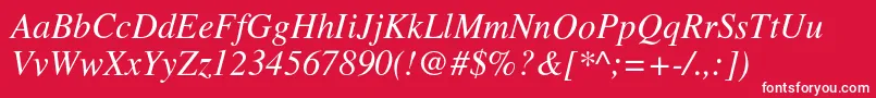 TimesItalic Font – White Fonts on Red Background