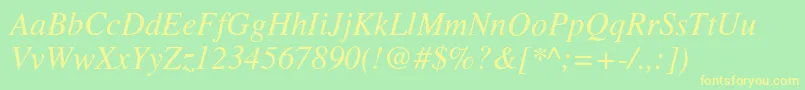 TimesItalic Font – Yellow Fonts on Green Background