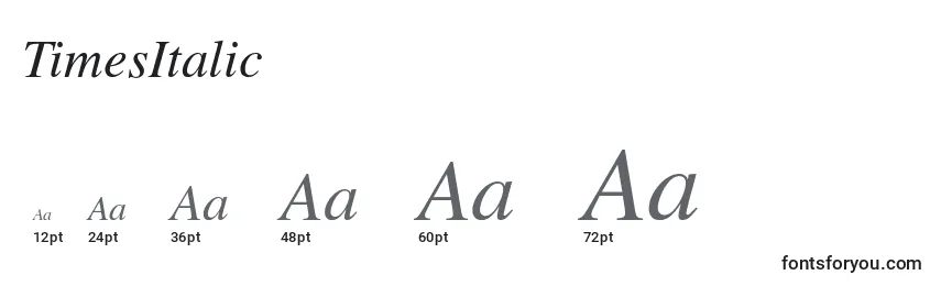 TimesItalic Font Sizes