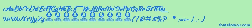 Albondigas Font – Blue Fonts on Green Background