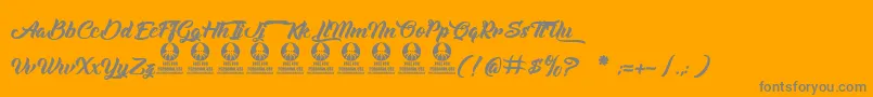 Albondigas-Schriftart – Graue Schriften auf orangefarbenem Hintergrund