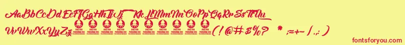 Albondigas Font – Red Fonts on Yellow Background