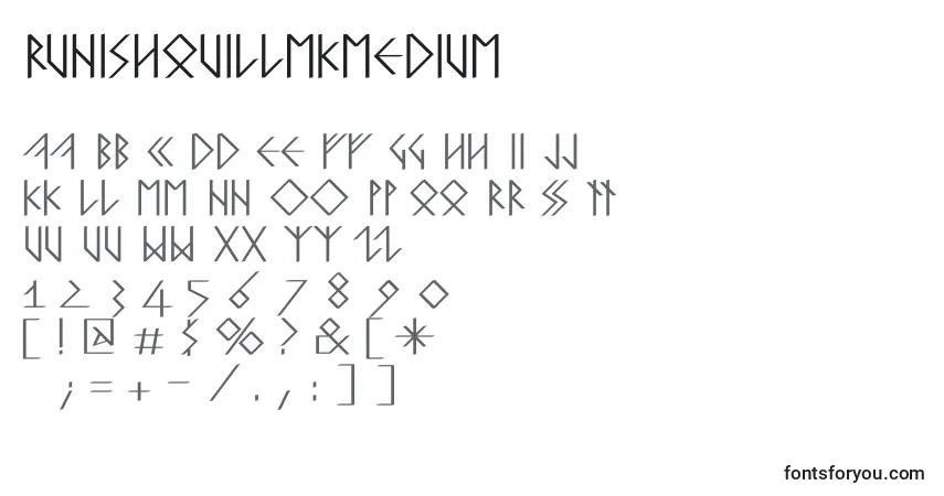 A fonte RunishquillmkMedium – alfabeto, números, caracteres especiais