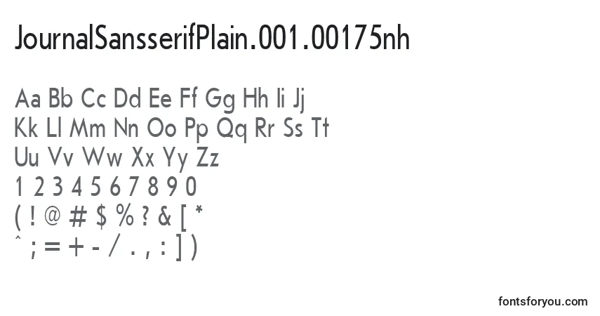 Czcionka JournalSansserifPlain.001.00175nh – alfabet, cyfry, specjalne znaki