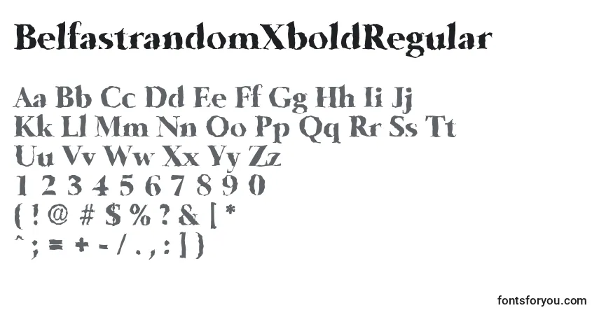 Schriftart BelfastrandomXboldRegular – Alphabet, Zahlen, spezielle Symbole