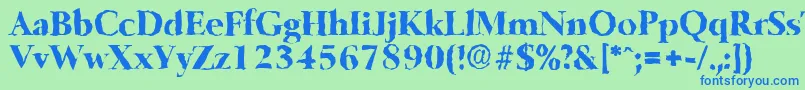 BelfastrandomXboldRegular Font – Blue Fonts on Green Background