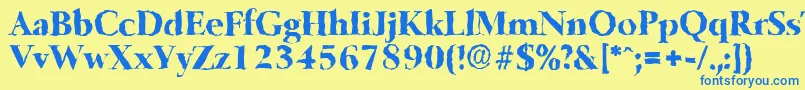 BelfastrandomXboldRegular Font – Blue Fonts on Yellow Background