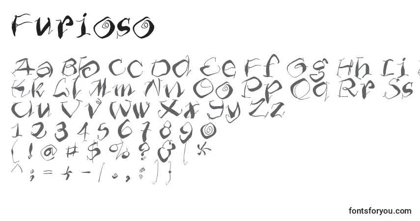Schriftart Furioso – Alphabet, Zahlen, spezielle Symbole