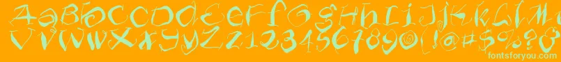 Furioso-Schriftart – Grüne Schriften auf orangefarbenem Hintergrund