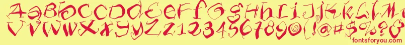 Furioso-Schriftart – Rote Schriften auf gelbem Hintergrund