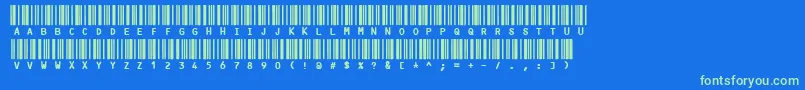 Code3xR-Schriftart – Grüne Schriften auf blauem Hintergrund