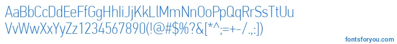 PfdintextcondproThin Font – Blue Fonts on White Background