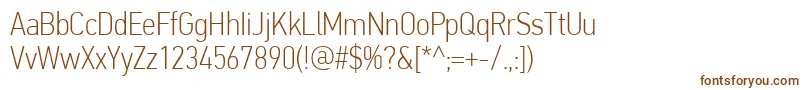 フォントPfdintextcondproThin – 白い背景に茶色のフォント