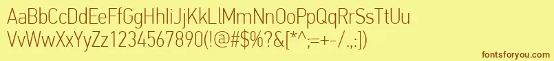 PfdintextcondproThin Font – Brown Fonts on Yellow Background