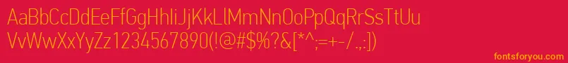 PfdintextcondproThin Font – Orange Fonts on Red Background