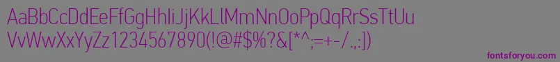 フォントPfdintextcondproThin – 紫色のフォント、灰色の背景