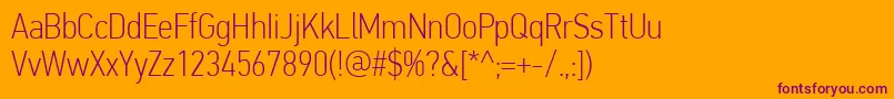 PfdintextcondproThin Font – Purple Fonts on Orange Background
