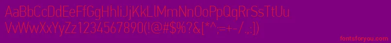 PfdintextcondproThin Font – Red Fonts on Purple Background