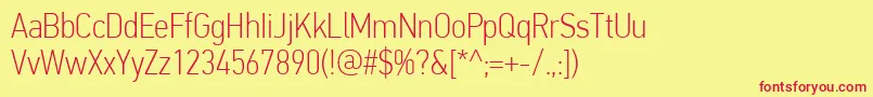 PfdintextcondproThin Font – Red Fonts on Yellow Background