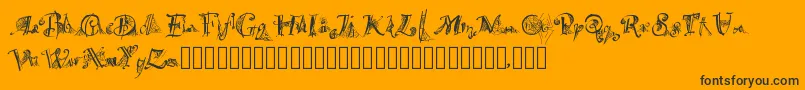 Spiderwritten-Schriftart – Schwarze Schriften auf orangefarbenem Hintergrund