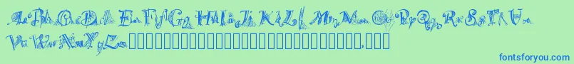 Spiderwritten Font – Blue Fonts on Green Background