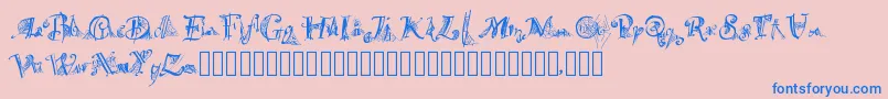 Spiderwritten Font – Blue Fonts on Pink Background