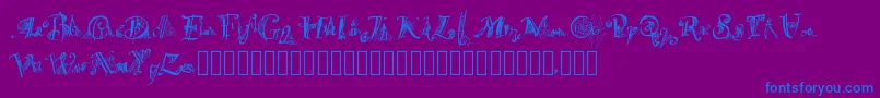 Spiderwritten-Schriftart – Blaue Schriften auf violettem Hintergrund