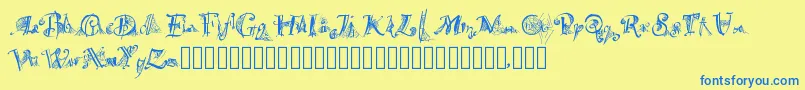 Spiderwritten Font – Blue Fonts on Yellow Background