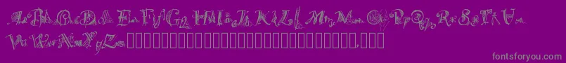 Spiderwritten-Schriftart – Graue Schriften auf violettem Hintergrund