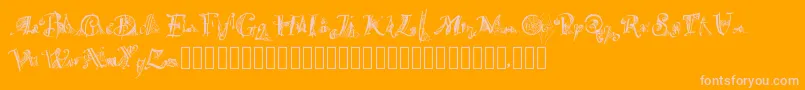 Spiderwritten-Schriftart – Rosa Schriften auf orangefarbenem Hintergrund