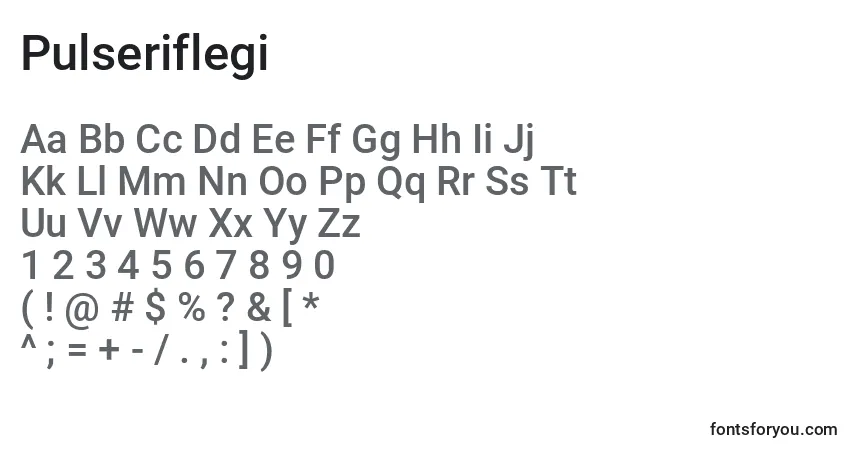 A fonte Pulseriflegi – alfabeto, números, caracteres especiais