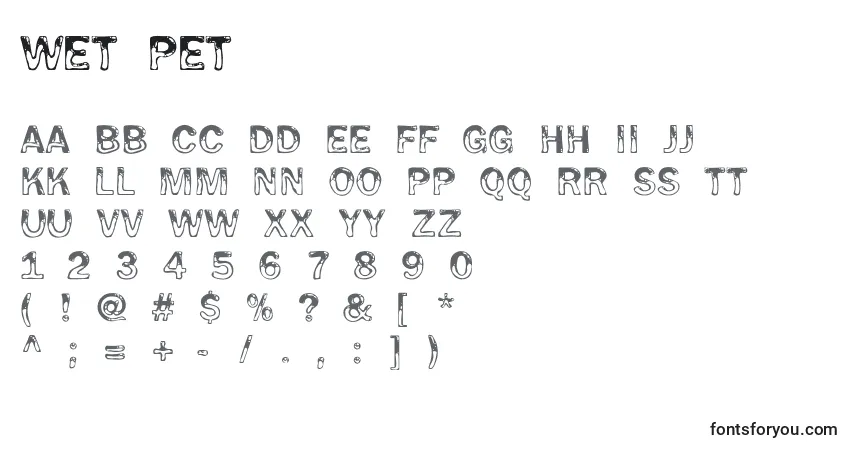 A fonte Wet Pet – alfabeto, números, caracteres especiais