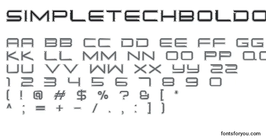 Czcionka SimpleTechBold02 – alfabet, cyfry, specjalne znaki