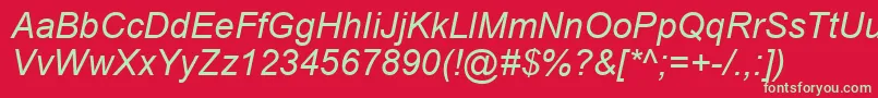 フォントArialItalic – 赤い背景に緑の文字