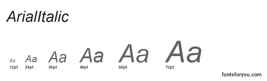 Größen der Schriftart ArialItalic