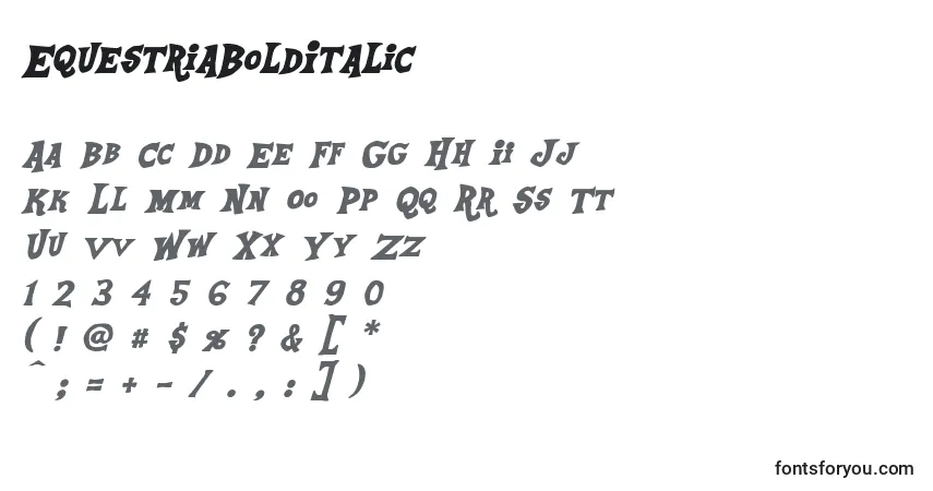 Schriftart EquestriaBoldItalic – Alphabet, Zahlen, spezielle Symbole