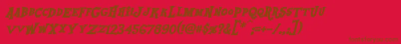 Saiba mais sobre a fonte EquestriaBoldItalic Fonte EquestriaBoldItalic – fontes marrons em um fundo vermelho