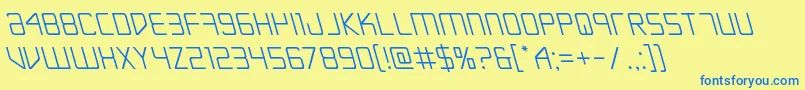 Escapeartistleft-Schriftart – Blaue Schriften auf gelbem Hintergrund
