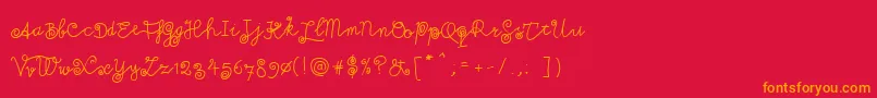フォントMilkmoustachio – 赤い背景にオレンジの文字