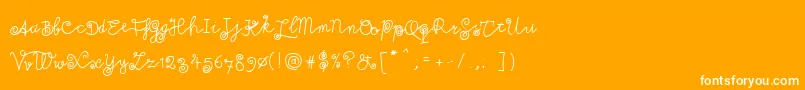 Milkmoustachio-Schriftart – Weiße Schriften auf orangefarbenem Hintergrund