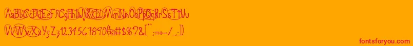 フォントCrispy – オレンジの背景に赤い文字
