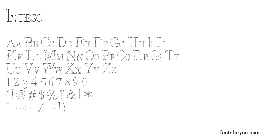 A fonte Intesc – alfabeto, números, caracteres especiais
