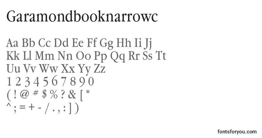 Czcionka Garamondbooknarrowc – alfabet, cyfry, specjalne znaki